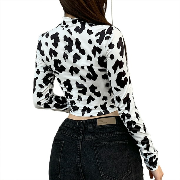 Cow print crop top and skirt cheap