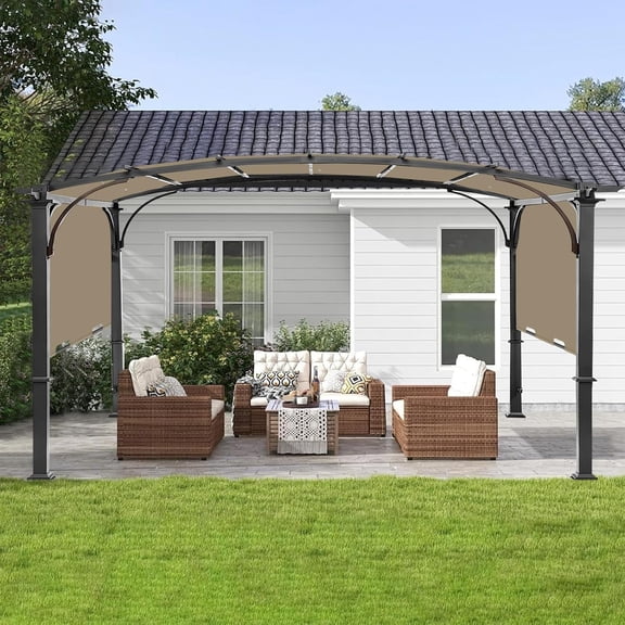 Pergola Canopy Replacement Cover for Lowe's Allen Roth 10x10 Ft Freestanding Pergola, 200" x 103" Shade Cover, Compatible with Model #L-PG152PST-B, Cover Only (Khaki)