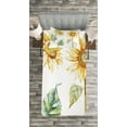 thumbnail image 3 of Ambesonne Watercolor Quilted Bedspread Set 2 Pcs, Alluring Sunflowers, Twin Size, Yellow Green Yellow, 3 of 3