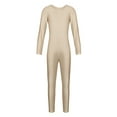 thumbnail image 2 of Aislor Kids Girls Long Sleeve Bodysuit Full Body Unitard Ballet Dance Gymnastics Leotard Dancewear Nude 8-10, 2 of 7