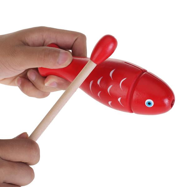 Wooden Red Fish Percussion Instrument Educational Kids Pre-school Art Music Toy 