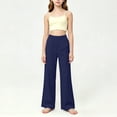 thumbnail image 6 of nerohusy Kids Wide Leg Pants Girls Elastic High Waisted Sports Pants Casual Solid Full Length Leg Pants with Pockets 7-8 Years, 6 of 8