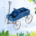 thumbnail image 3 of Gymax Wooden Garden Flower Planter Wagon Plant Bed W/ Wheel Garden Yard Blue, 3 of 10