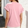 thumbnail image 5 of Dpjklzsn Women's Ruffle Flutter Sleeve Crew Neck Short Sleeve Top, Easy Fit Lightweight Ruffle Detail Everyday Shirt for Daily Wear, 5 of 6