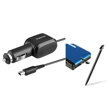 Insten Black Car Charger+Black Touch Stylus For Nintendo 3DS XL