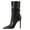 Black, variant on Women Warm Pull On Stiletto High Heel Slouchy Ankle Boots Pointed Toe Mid Wide Calf Walking Boots Shoes Size 14 Black