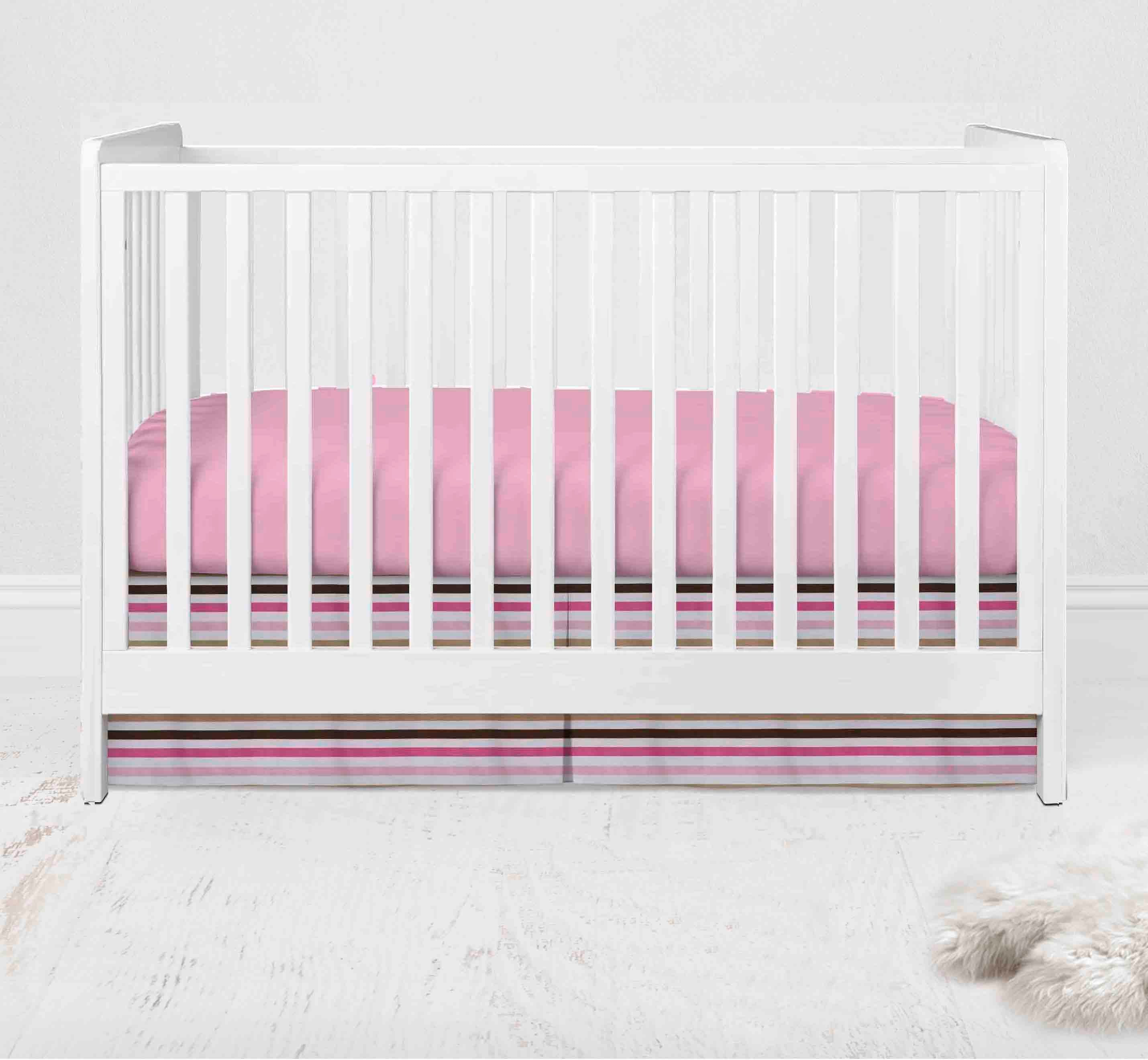 Bacati - Mod Dots Stripes 3-Piece Crib Bedding Set - Pink/Beige/Chocolate Girls