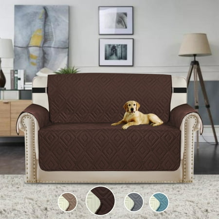 loveseat slipcover quilted reversible washable luxurious protector elastic polyester beige filled strap sofa soft machine brown perfect nd dialog displays