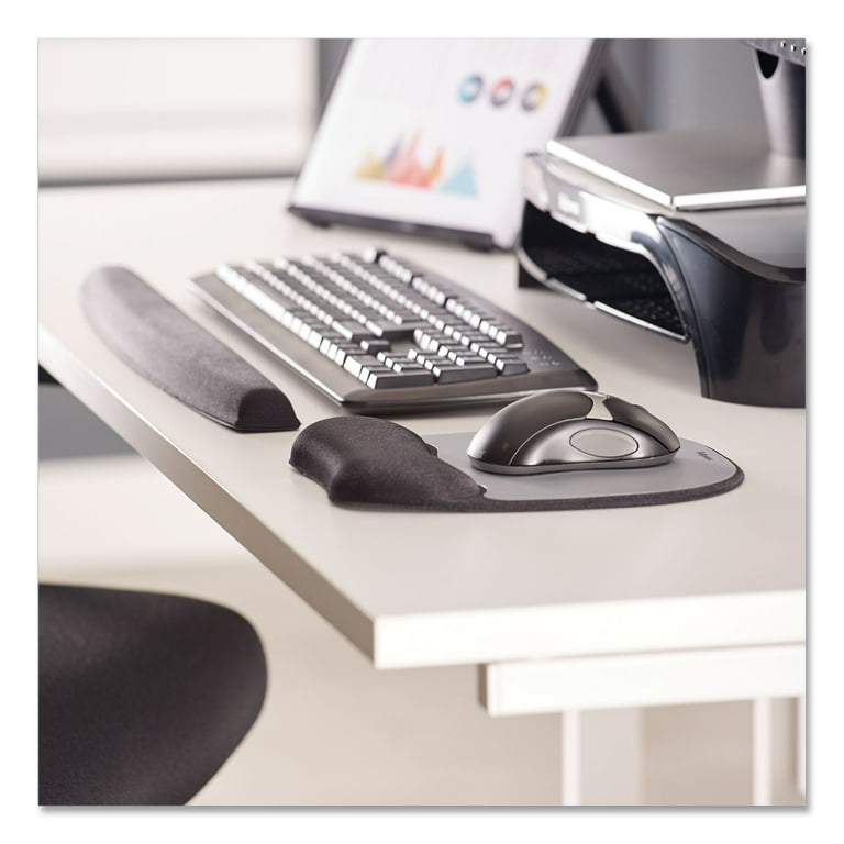 Memory Foam Mouse Pad with Wrist Rest, 7.93 x 9.25, Black/Silver Memory Foam Mouse Pad with Wrist Rest, 7.93 x 9.25, Black/Silver