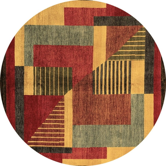 Ahgly Company Indoor Round Oriental Brown Modern Area Rugs, 7' Round