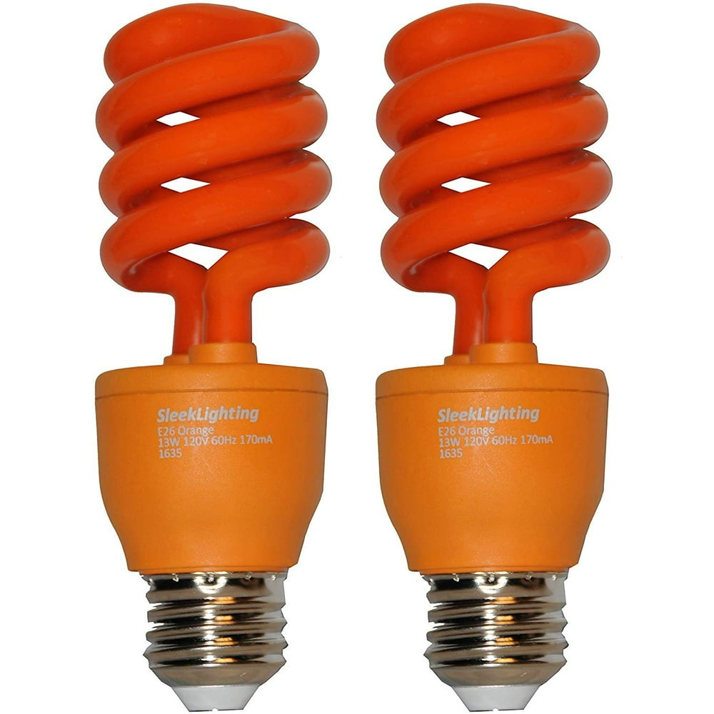 SleekLighting 13 Watt Orange Spiral CFL Light Bulb UL Approved 120