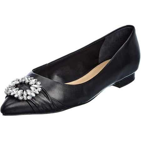 

Schutz Meisho Nappa Black Slip On Crystal Embellished Upper Flat Heel Pump Shoes (Black 9.5)