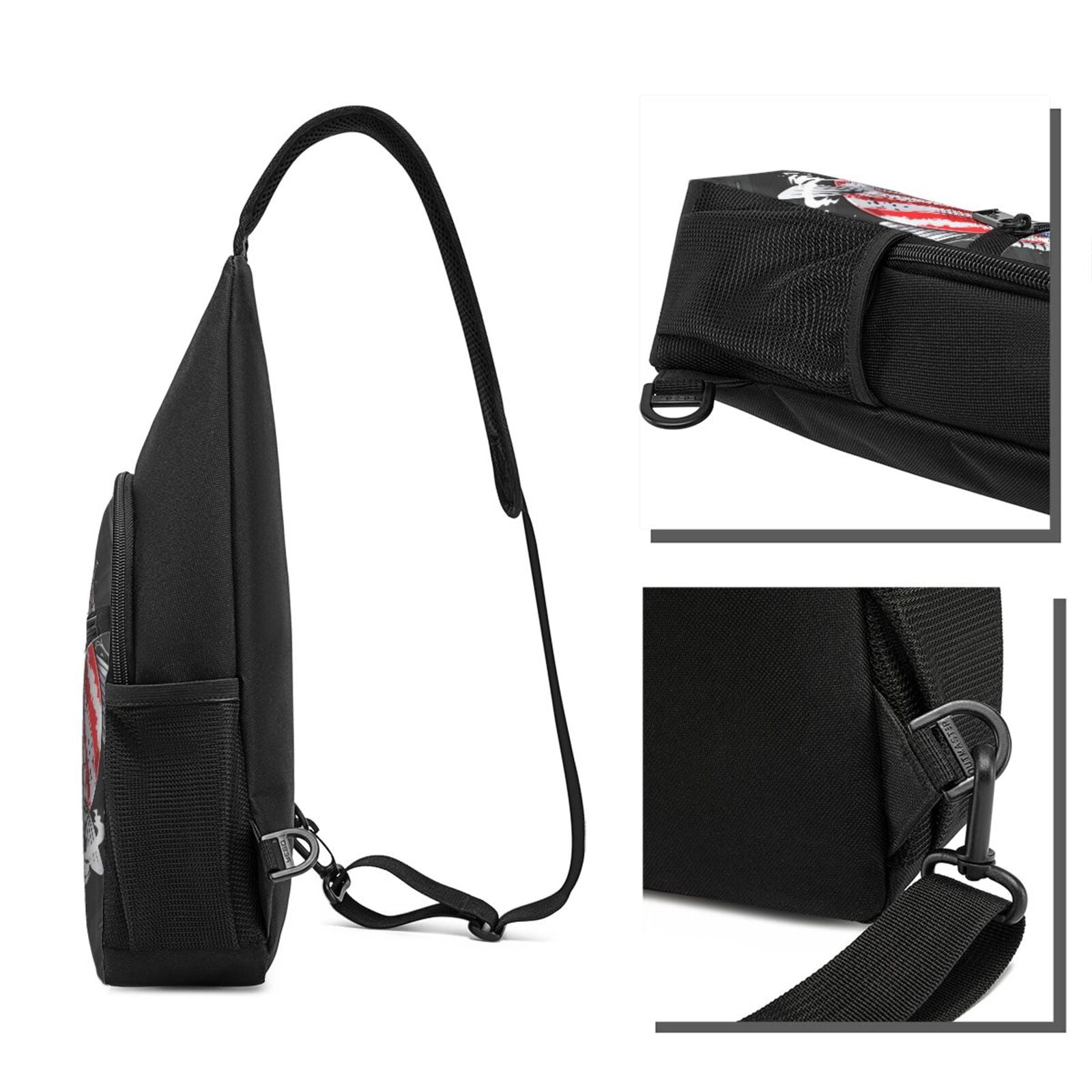 Xecao's Largemouth Bass Fish in USA Print Sling Bag: A Versatile Chest, Shoulder, and Crossbody Backpack for Casual Days Out, Perfect for Both Men and Women