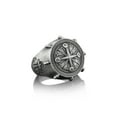 thumbnail image 2 of Compass Ring with Intaglio Anchor, Sterling Silver Oxidized Signet Ring For Men, Cool Male Ring For Boyfriend, Everyday Ring For Husband, 2 of 5