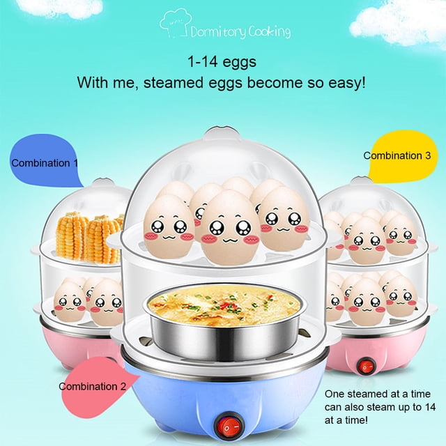 7-Eggs Boiler Multifunction Fast-Heating Double-Layer Mini Steamer Poacher Auto-Off Cooking Tools Breakfast Maker White/Double Layer