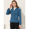 thumbnail image 2 of INSPIRE CHIC Women's Notched Lapel Double Breasted Pea Coat Blue L, 2 of 6