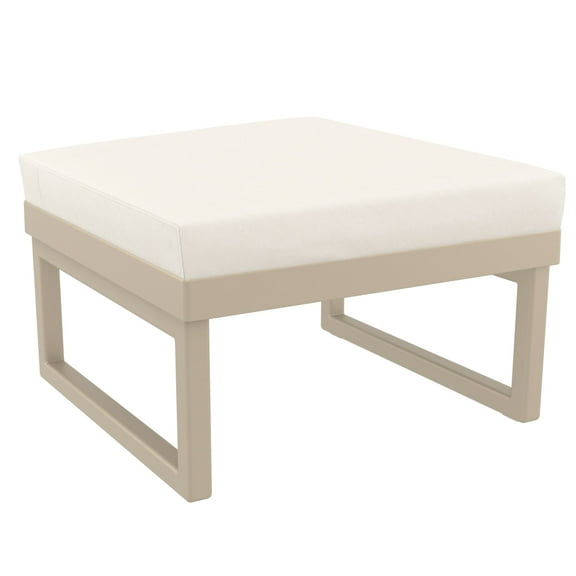 Luxury Commercial Living 25.5" Taupe Brown Square Ottoman with Sunbrella Natural Cushion