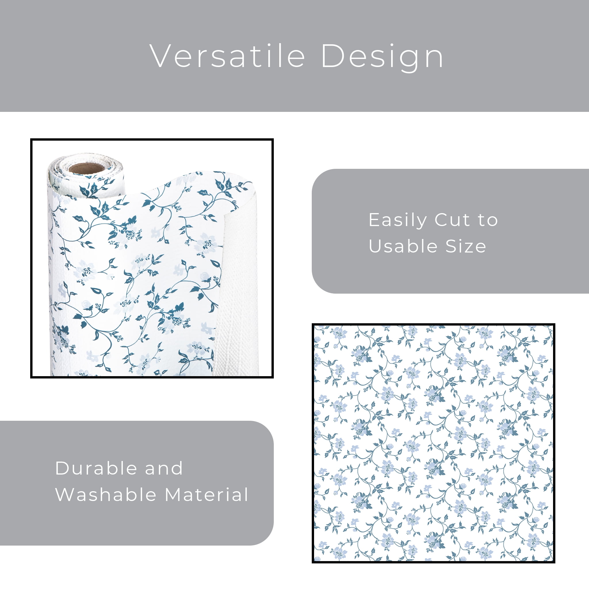 Pro-Mart Industries, Inc Smart Design Bonded Grip Shelf Liner - 12 inch x 10 feet Wisteria Blue