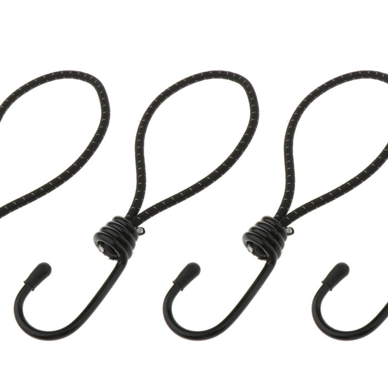 4 Pieces Bungee Cord with Hooks, adult Unisex, Size: 18 cm, Black