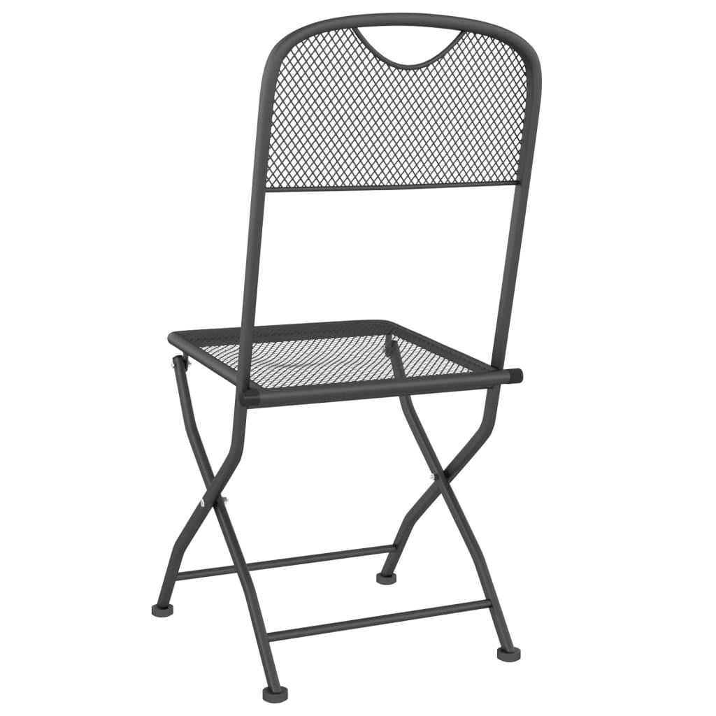 vidaXL 2/4x Folding Patio Chairs Expanded Metal Mesh Anthracite Garden Outdoor
