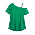 thumbnail image 5 of Asxite Womens Tops Short Sleeve Solid Color Off Shoulder Loose and Breathable Casual Blouse, 5 of 5