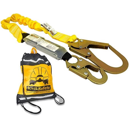 kwiksafety (charlotte, nc) boa 1 pack (external shock absorber) single leg 6ft safety lanyard osha ansi fall protection restraint equipment snap rebar hook connectors construction arborist roofing
