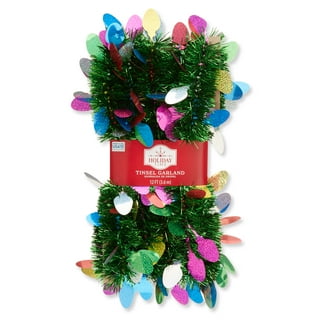 Kurt Adler 9.25' LED Lighted Iridescent Tinsel Christmas Garland, Multi-Color Lights