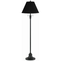 360 Lighting Dyna Traditional 58" Tall 2-Light Standing Floor Lamp Skinny Pole Pull Chain Black Finish Pleated Black Shade