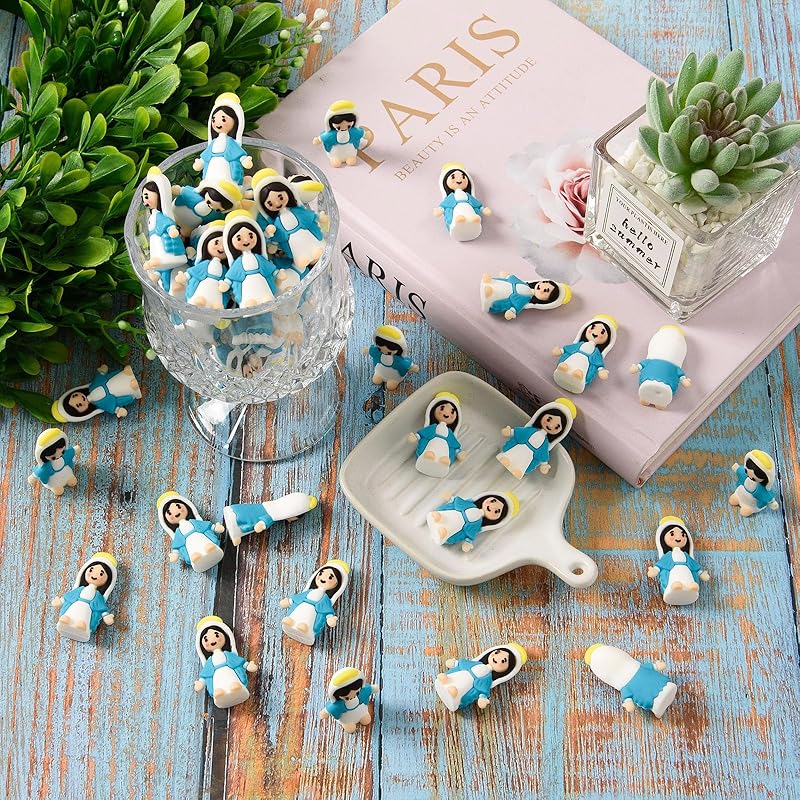 LeeCHee 50 Pcs Little Virgin Mary Figurines Miniature Virgin Mary Doll to Hide and Seek Classic Religious Gifts for Sunday Easter Eggs Stuffers Baptism Gift