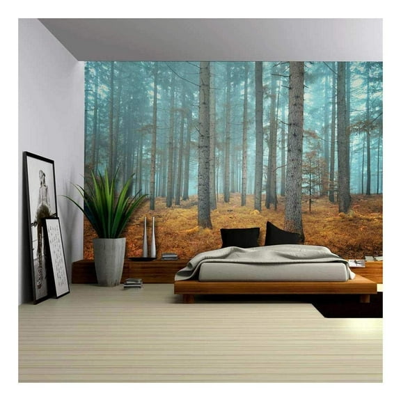 wall26 - Beautiful Dreamlike Forest in Autumn Time - Wall Mural, Removable Sticker, Home Decor - 66x96 inches
