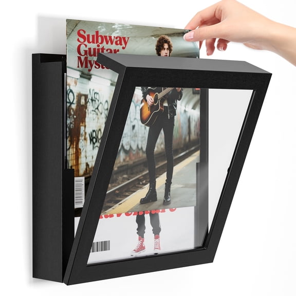 1 Pack 12x12 Vinyl Record Frame Black, Record Frame for Wall Hanging Set, Display Vinyl Lp Covers, Up to 20 Records, Black