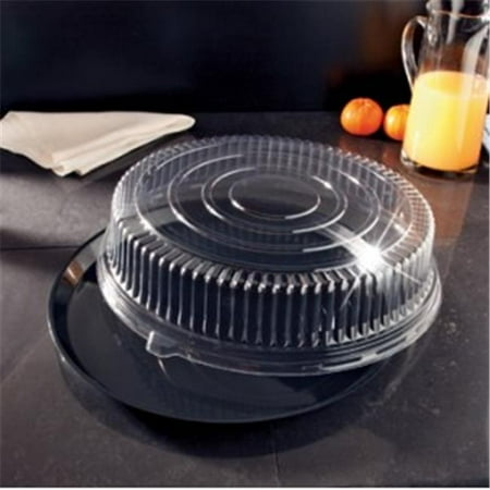 EMI Yoshi EMI-580CP 18 inch Round Deli Max Black Tray - Dome Ops - Pack of 25 Sets