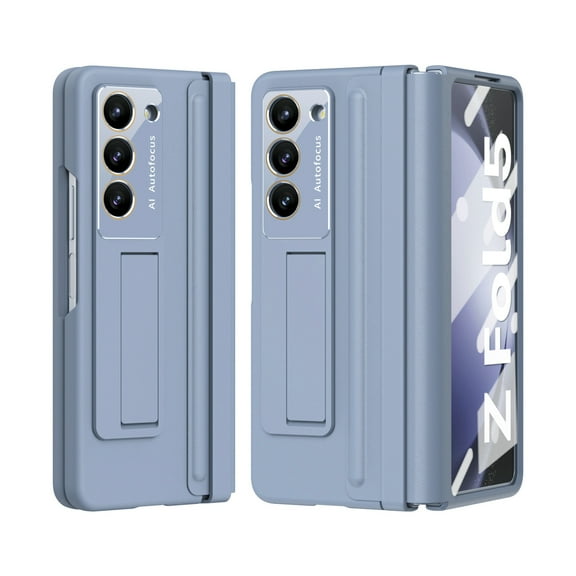 Dteck for Samsung Galaxy Z Fold 5 Case with Built-in Screen Protector, Hinge Protection Full Body Shockproof PU Leather Protective Z Fold 5 Cover with Kickstand,Blue