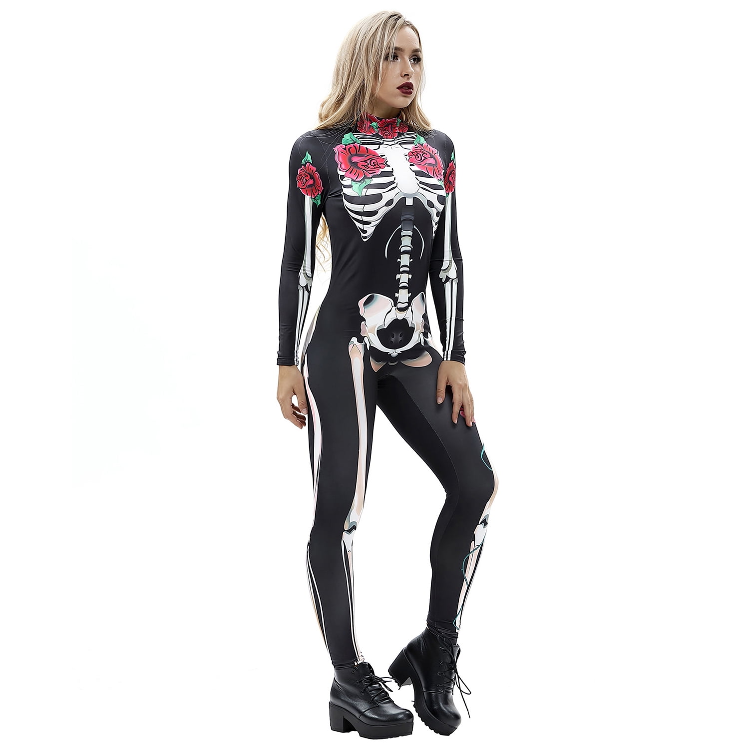Shmily Girl Skeleton Jumpsuit - Halloween Costume For Women & Men With Full Body Print