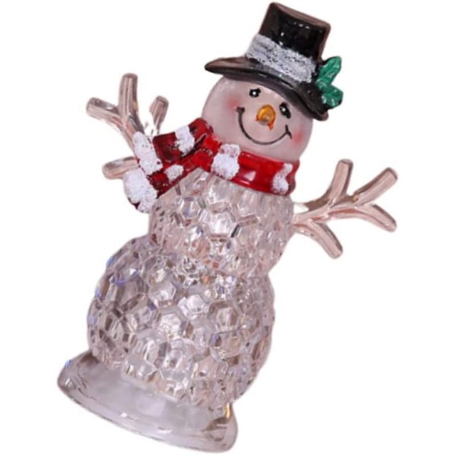 LED Light Up Snowman Mini Lighted Christmas Acrylic Snowman Figurines Color Changing Snowman Lamp Desktop Ornament for Home Xmas Party Decoration (Random Style)