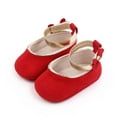 thumbnail image 2 of Dakaela Baby Girls Mary Jane Flats Infant Newborn Suede Walking Crib Shoes Ankle Strap Soft Sole Princess Wedding Dress Shoes Red, 2 of 5