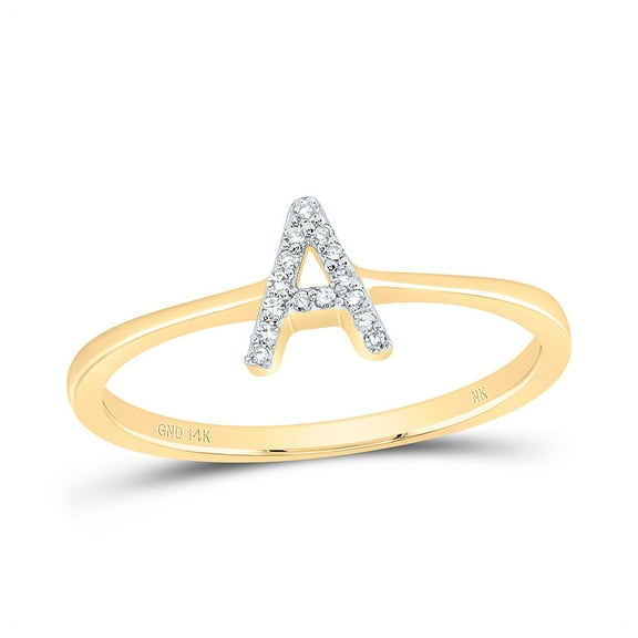 14kt Yellow Gold 1/20 Cttw Diamond Initial "A" Wedding Engagement Anniversary Ring, Women Size: 5-9