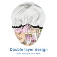 thumbnail image 4 of Shower Caps,Pioneer Flower Floral Print Pattern Waterproof Shower Cap for Women 4 Pieces,Double Reusable Hair Cover for Shower PEVA Elastic Stretch Hem, 4 of 7