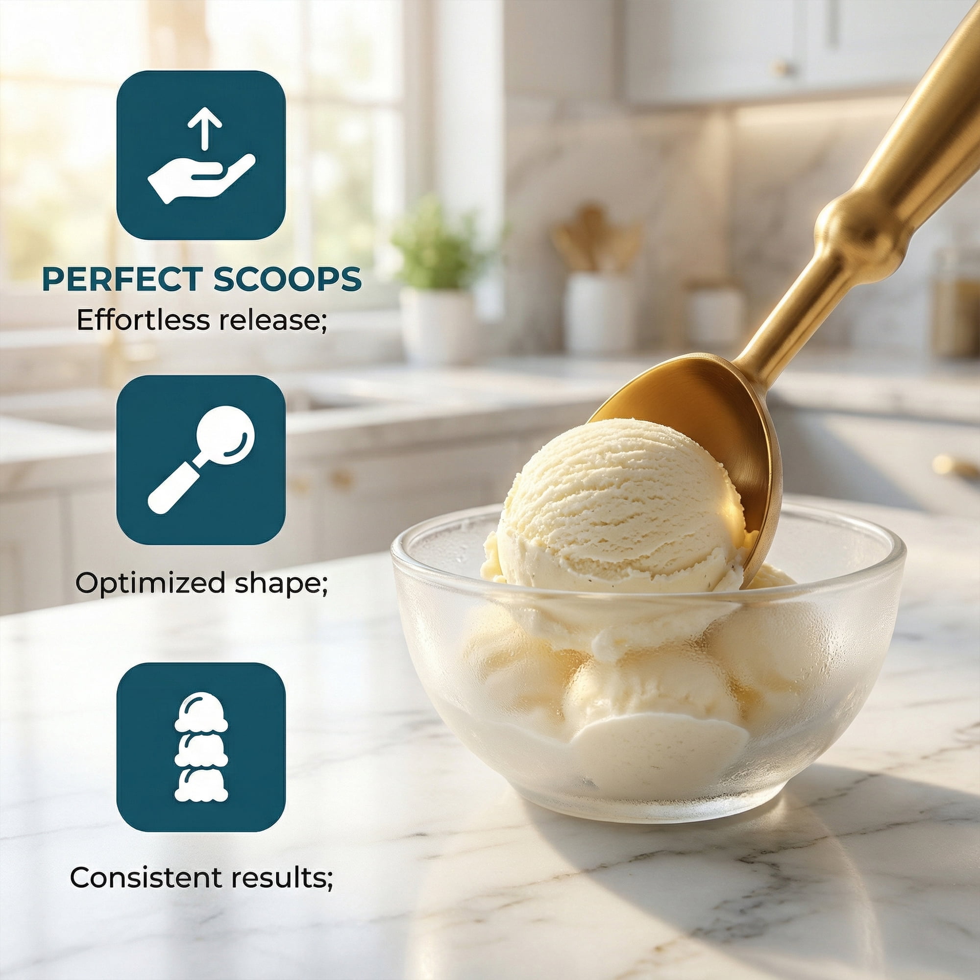 Unique Bargains Stainless Steel Ice Cream Scoop for Easy Release Gold