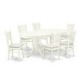 thumbnail image 6 of East West Furniture - VAVA7-LWH-C - 7-Pc Dining Table Set- 6 Kitchen Chair with Linen Fabric Seat and Slatted Chair Back - Butterfly Leaf Modern Kitchen Table - Linen White Finish, 6 of 10