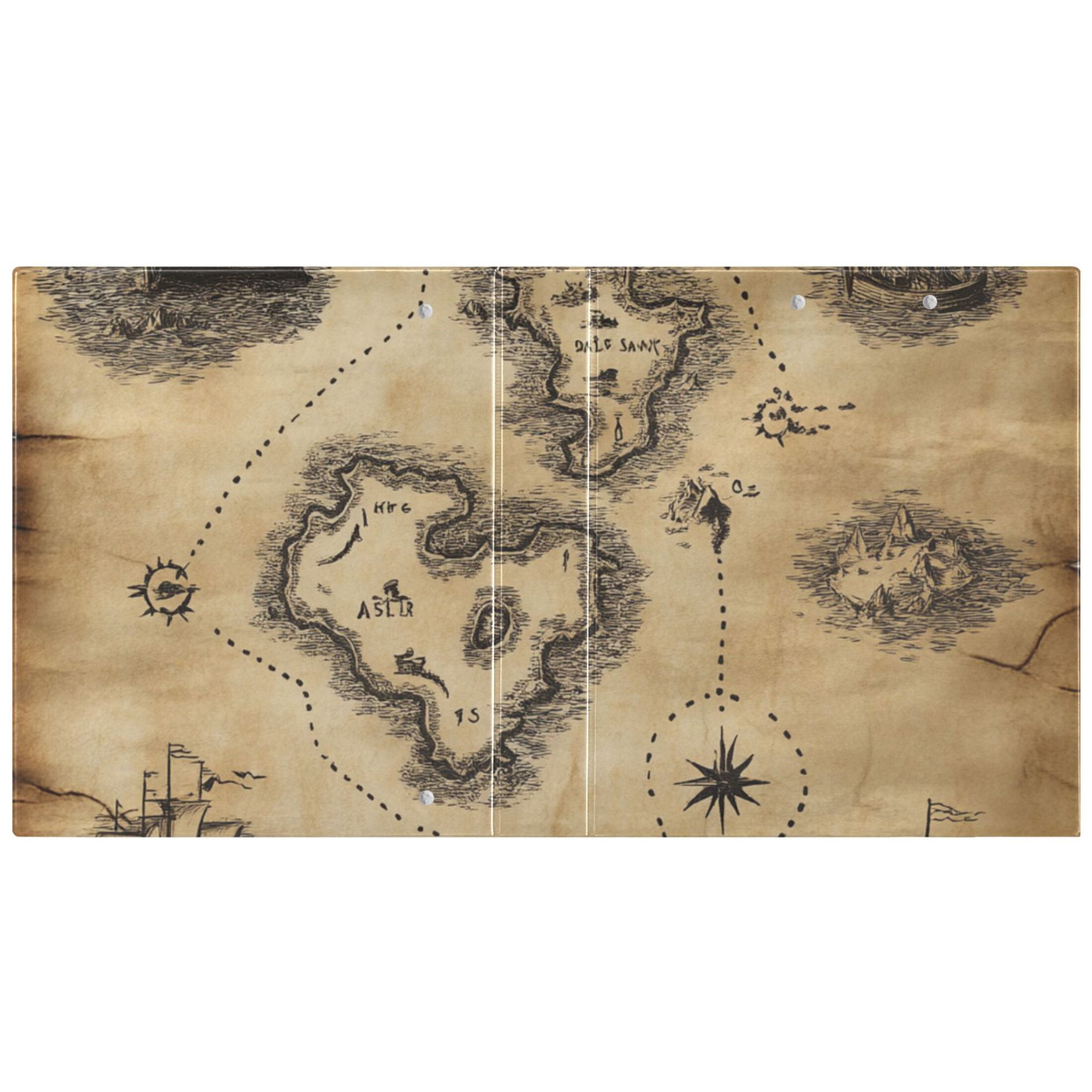 A Treasure Map 3 Ring Binders 1.5 inch Hardcover File Folders with Interior Pockets A4 Size Organizer for School Office Hospital Set of 2
