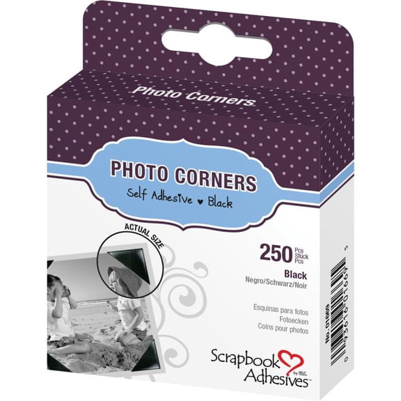 3L Scrapbk Adh Photo Corners Box Black 250pc