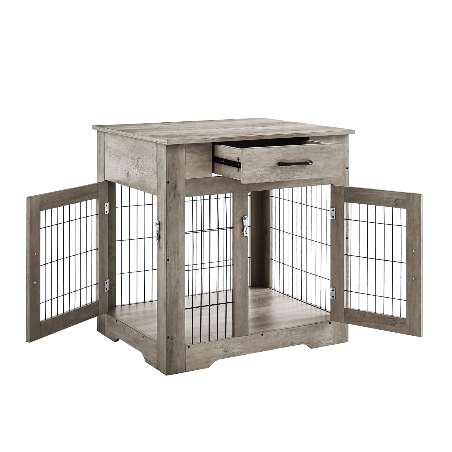 Pefilos 30 Inches Dog Cages Furniture Style Dog Crate End Table with Drawer, Pet Kennels with Double Doors Nightstand, Dog House Indoor Use Pet Cages for Dogs Medium, Gray Pefilos 30 Inches Dog Cages Furniture Style Dog Crate End Table with Drawer, Pet Kennels with Double Doors Nightstand, Dog House Indoor Use Pet Cages for Dogs Medium, Gray