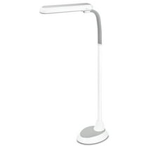 Ottlite 24 Watt Extended Reach Floor Lamp with Flexible Neck, White and Gray