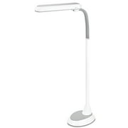Ottlite 24 Watt Extended Reach Floor Lamp with Flexible Neck, White and Gray