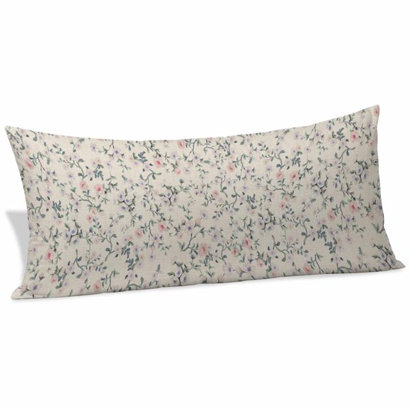Spring Flowers Body Pillow Covers 20"x60", Blue Pink Floral Leaves Farmhouse Vintage Plants Soft Brushed Microfiber Breathable Throw Pillow Covers, Pillowcase with Zipper for Couch Sofa Bedroom