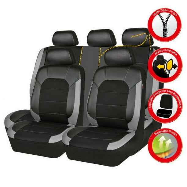Funda de asiento de coche con costura tipo sándwich de cuero sintético y cuero artificial para Europa y Oriente Medio