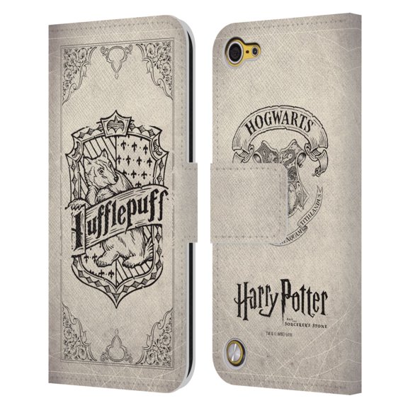 Head Case Designs Officially Licensed Harry Potter Sorcerer's Stone I Hufflepuff Parchment Leather Book Wallet Case Cover Compatible with Apple iPod Touch 5G 5th Gen