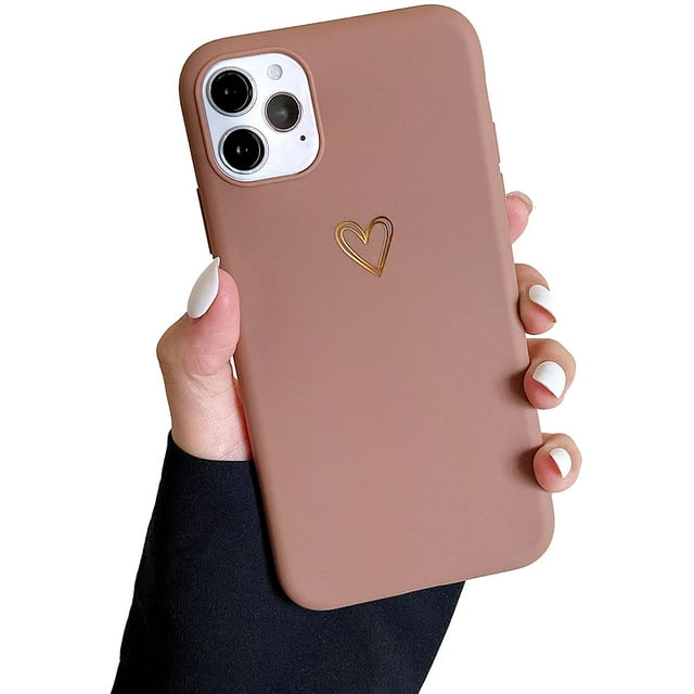 Case Compatible with iPhone Case, Fashion Cute Love-Heart Shape Case, Liquid Silicone Gel Rubber Phone Case, Shockproof Soft TPU Back Cover Protective Case with Heart Pattern