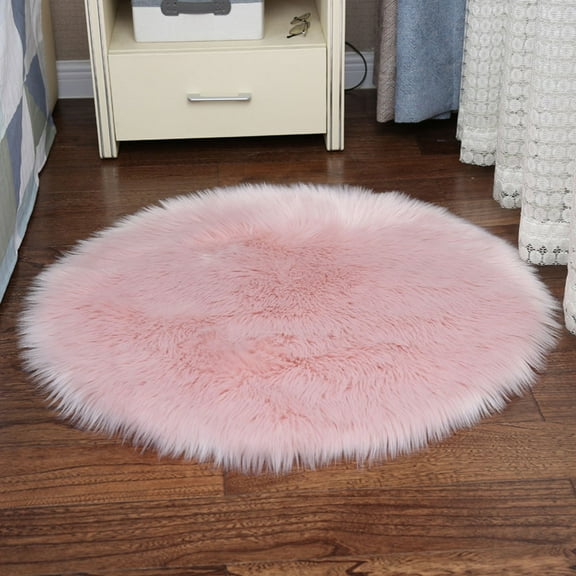 Soft Comfort Area Rugs Circle Diameter 2.5ft Shaggy Rug Round Floor Mat for Bedroom Nursery Living Room Pink Fluffy Carpet Mats